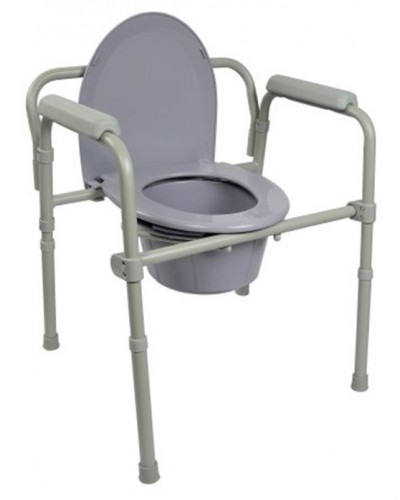 Folding Commode Chair McKesson Fixed Arm Steel Frame Back Bar 16-3/5 to 22-1/2 Inch Height